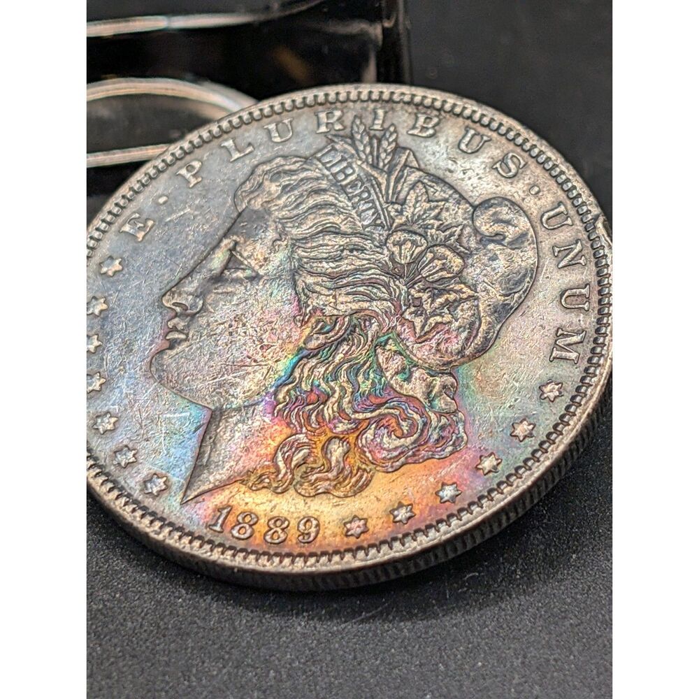 1889 Morgan Silver Dollar • Rainbow Toned • 90% Silver